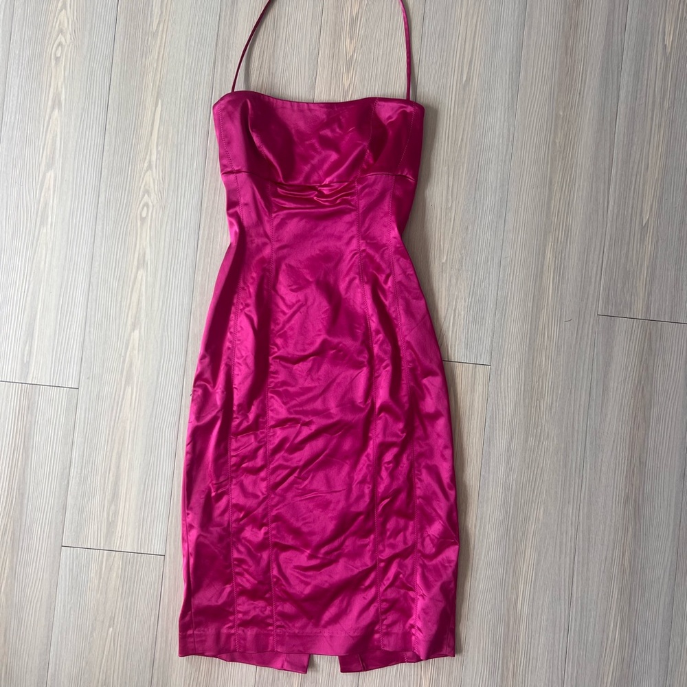 Bebe hot pink strapless/ halter dress. Size S